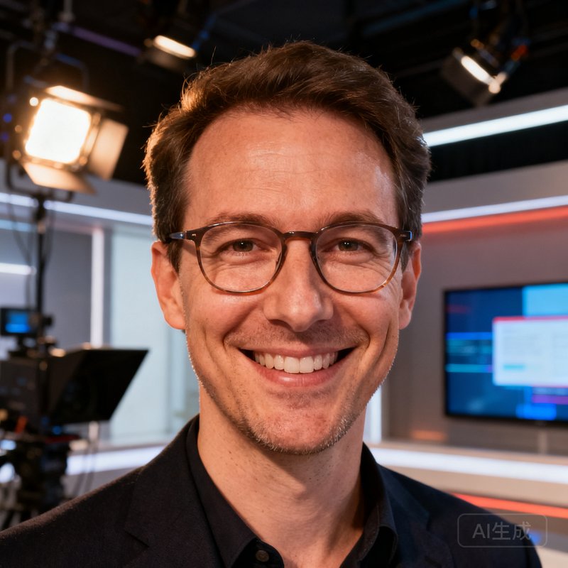 创始人Andreas，戴眼镜微笑，背景是演播室